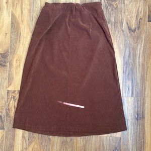 TRIBAL Suede-like A-Line Midi skirt/ Brown— Fall/ Winter Fashion // 28 in Waist